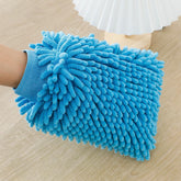 Kuber Industries Gloves | Microfiber Cleaning Gloves | Chenille Mitts for Kitchen | Hand Duster for Kitchen | Hand Gloves For Car | Double Sided Gloves | SHXNEFSST2 | Blue